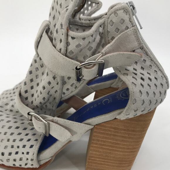 Jeffrey Campbell Brighton Gray Suede Cut Out Chunky Heel Boots Womens 9 - Picture 7 of 10